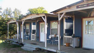 Ranch cabins for guest lodging.